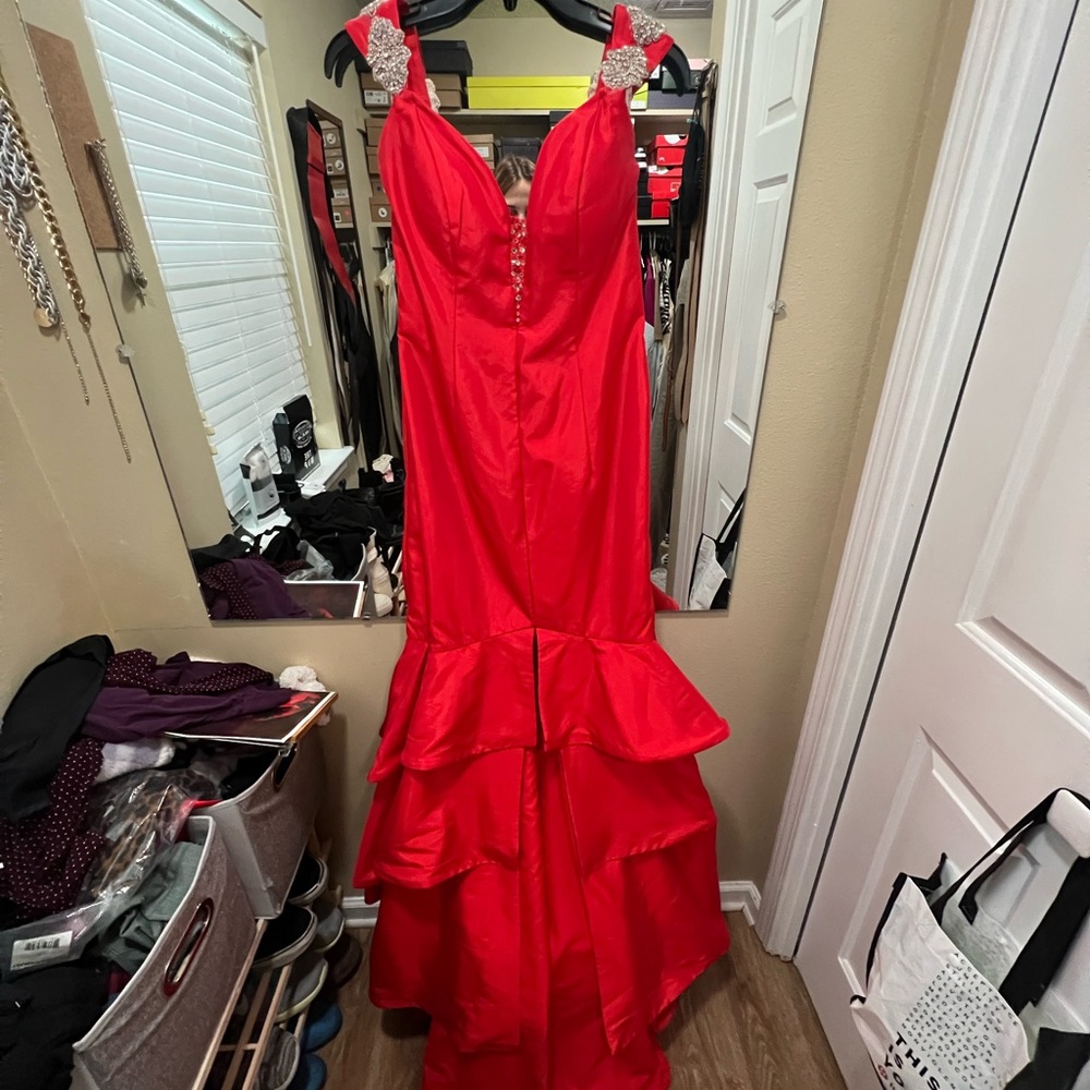 Sherri Hill Red Full Length Formal Gown